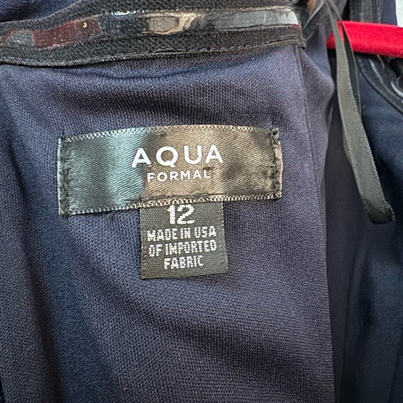 AQUA Ruffled Asymmetrical Hem Dress - Navy - Picture 5 of 5